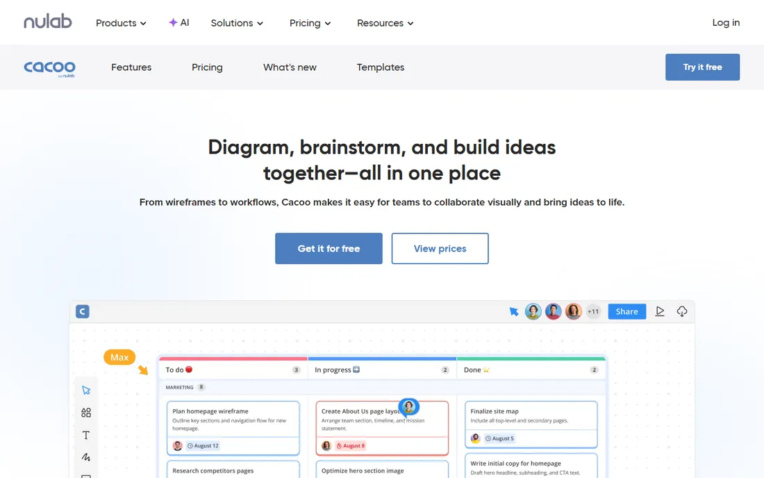 Cacoo homepage