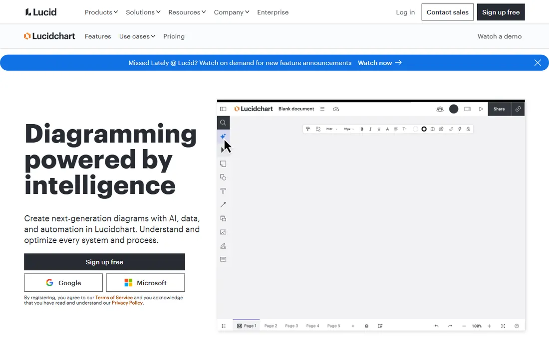 Lucidchart homepage