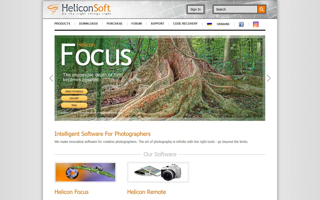 Helicon Focus homepage