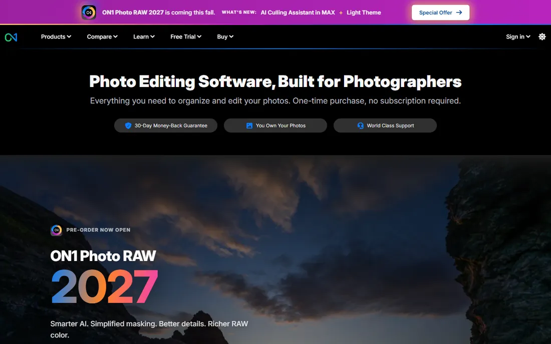 ON1 Photo RAW homepage