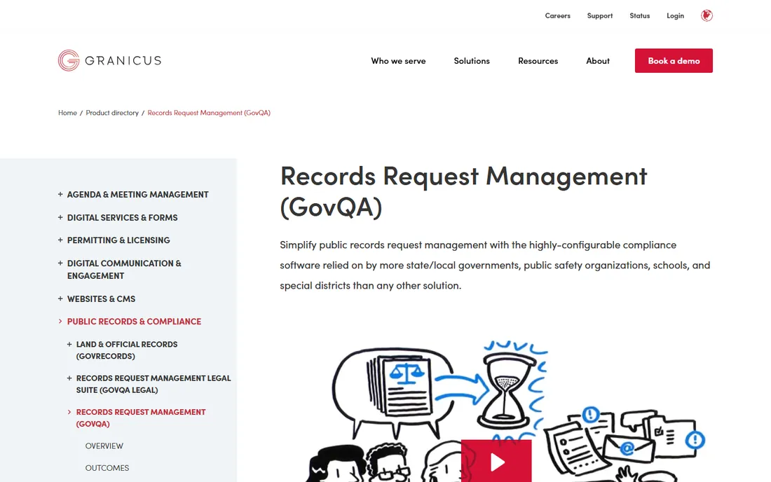 Granicus Records Request Management homepage