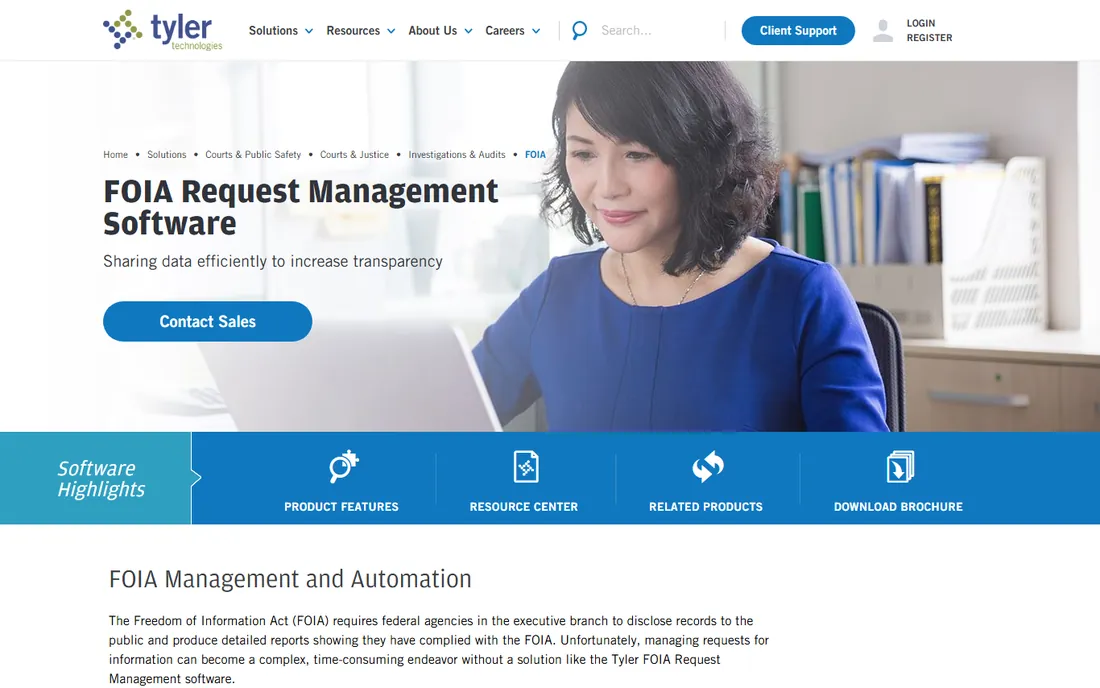 Tyler FOIA Request Management homepage