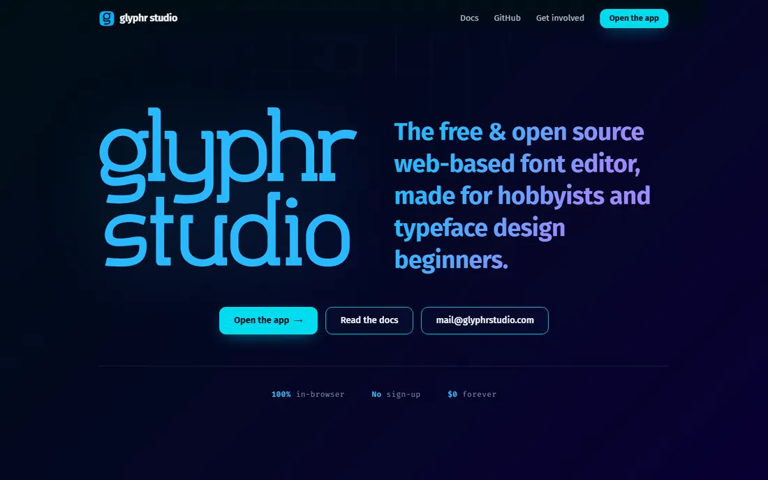 Glyphr Studio homepage