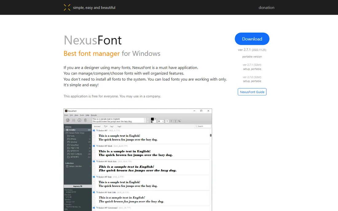 NexusFont homepage