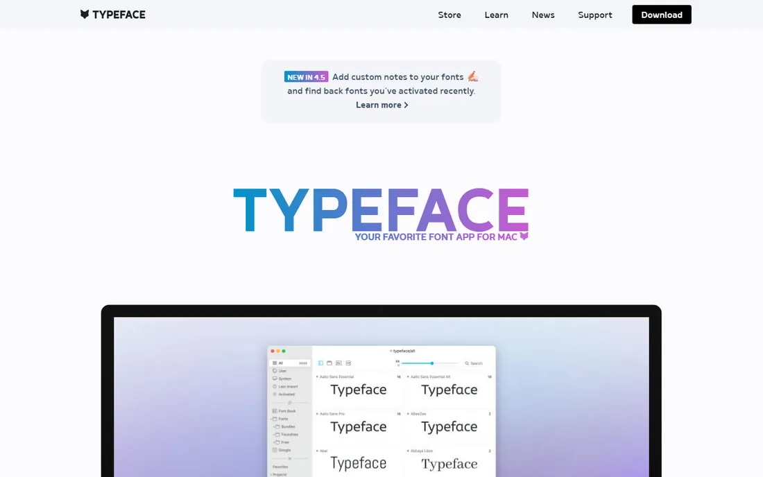 Typeface homepage