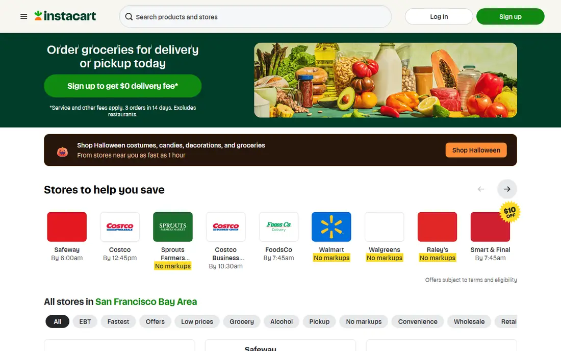 Instacart homepage