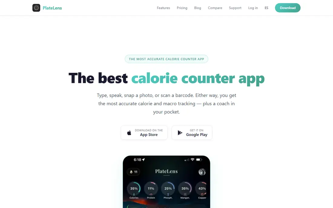 PlateLens homepage