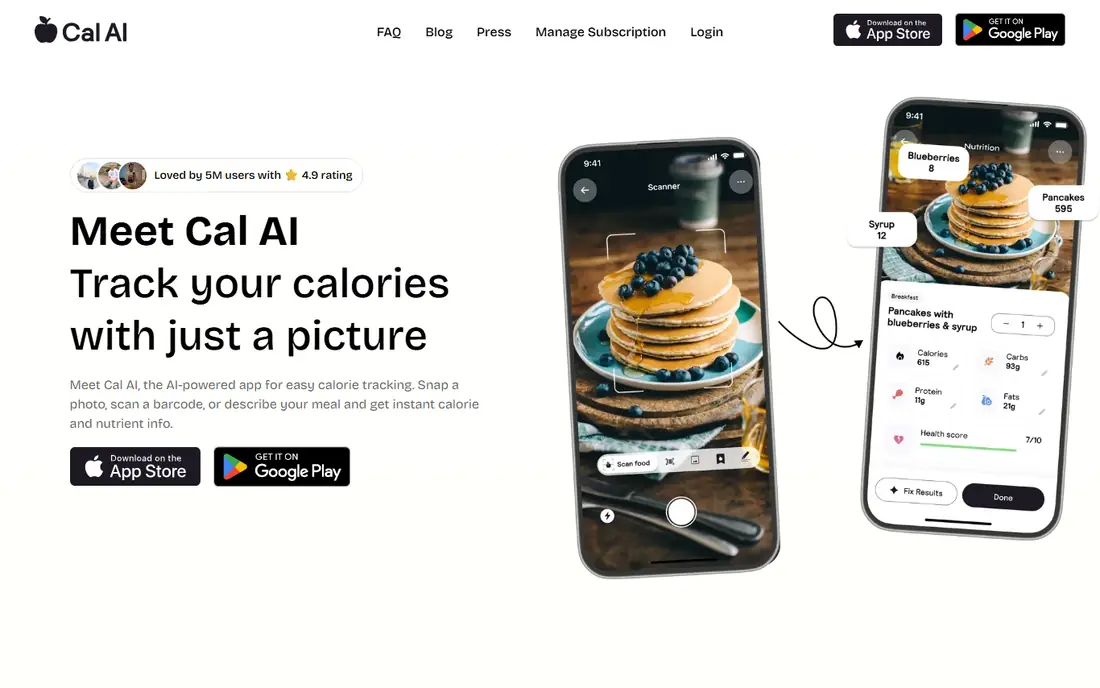 Cal AI homepage