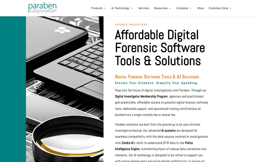Paraben E3 homepage