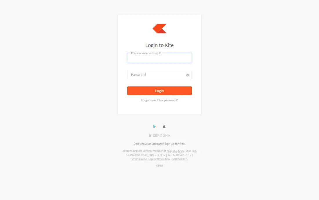 Zerodha Kite homepage