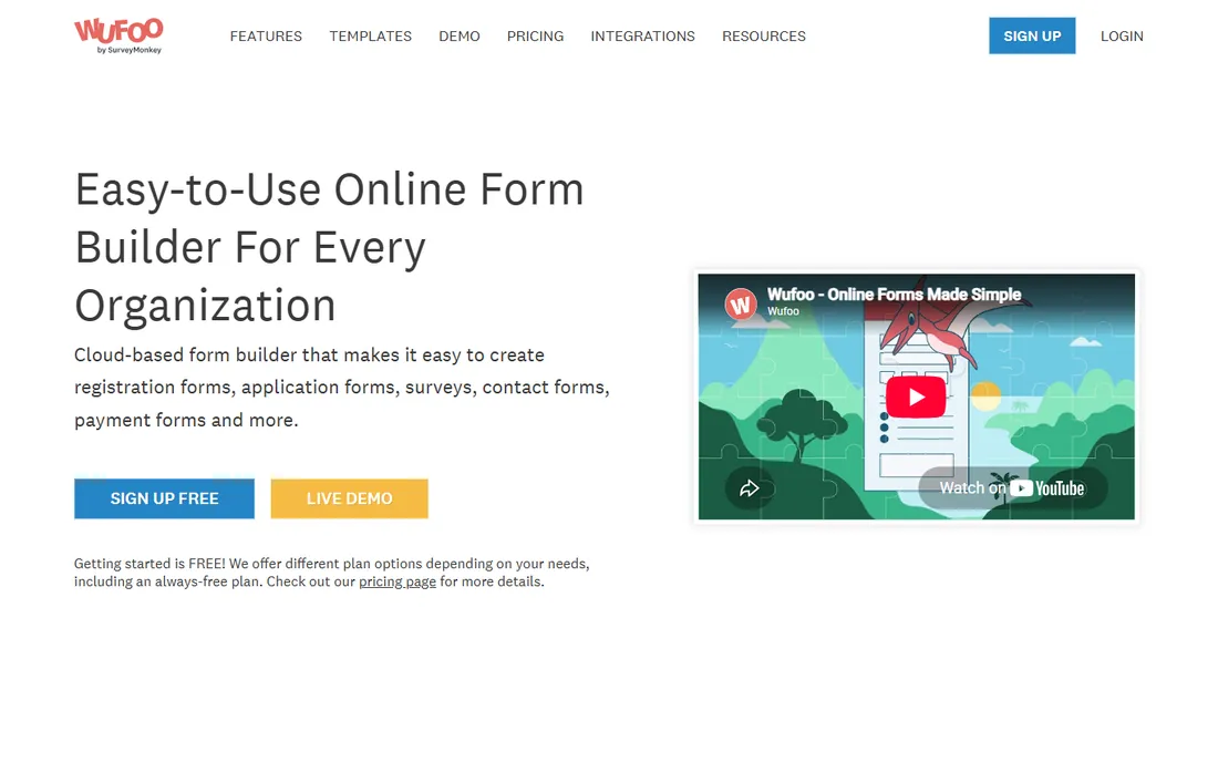 Wufoo homepage