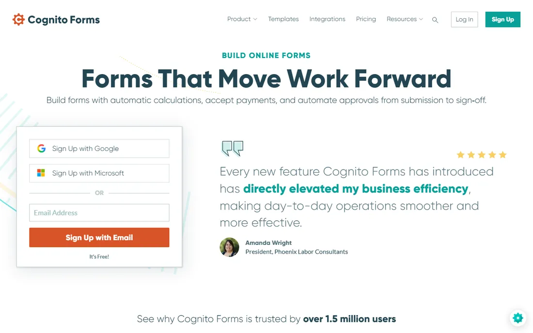 Cognito Forms homepage