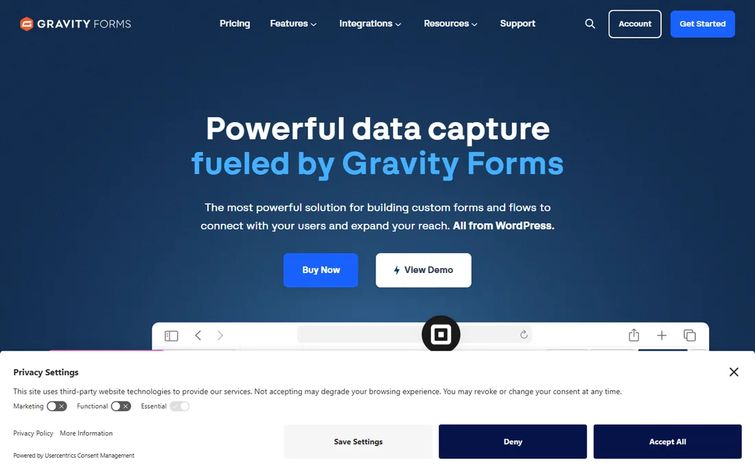 Gravity Forms homepage