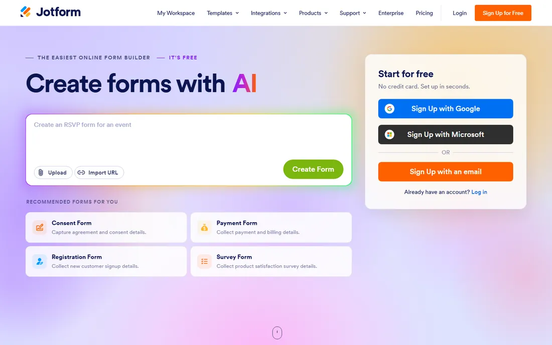 Jotform homepage