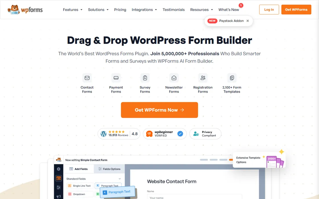 WPForms homepage