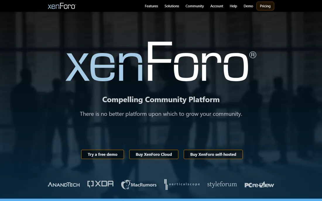XenForo homepage