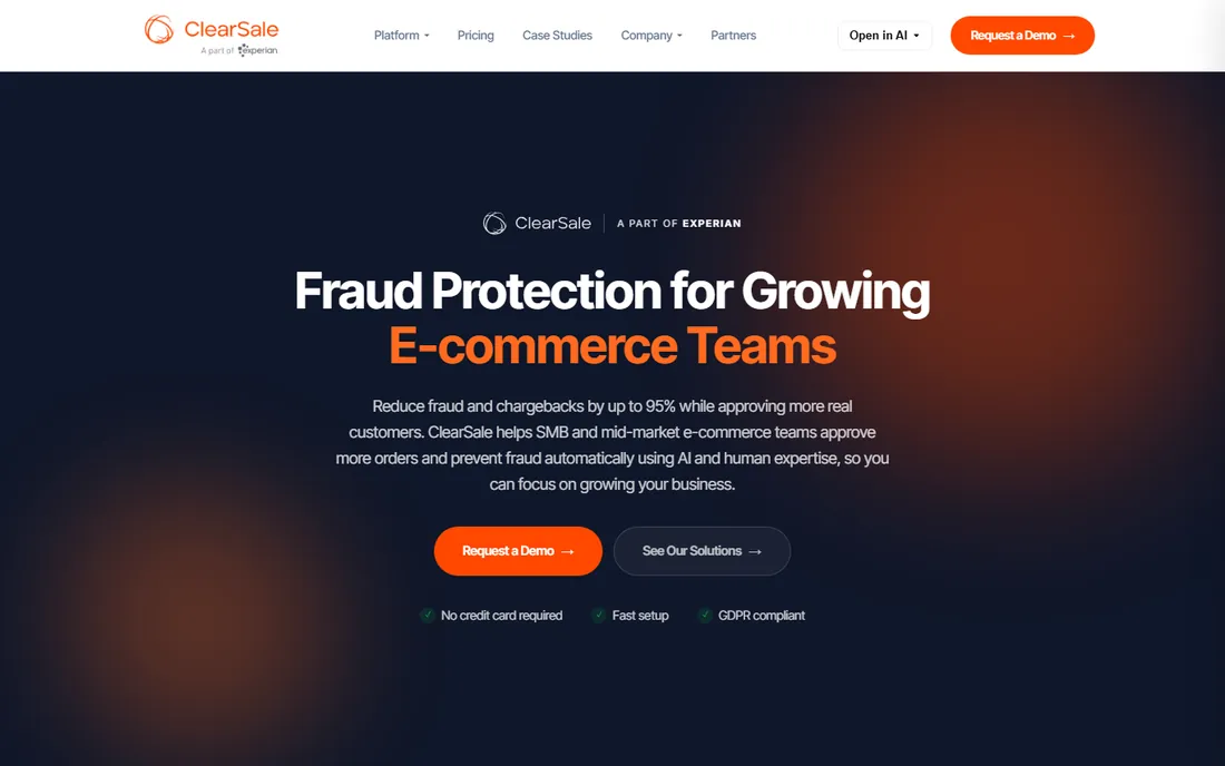 ClearSale homepage