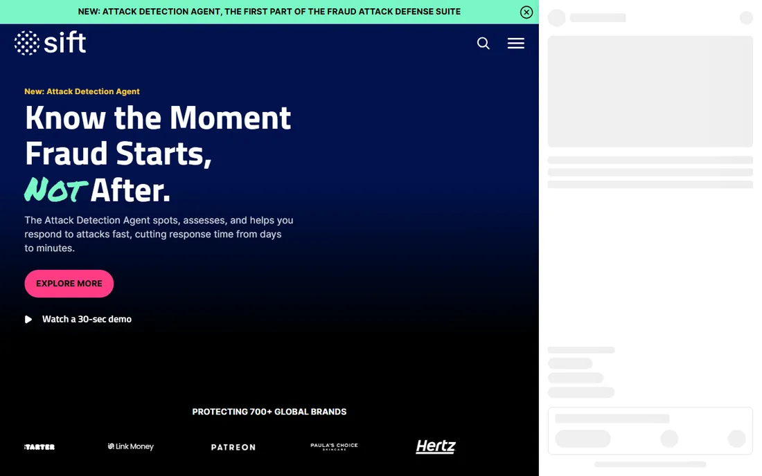 Sift homepage