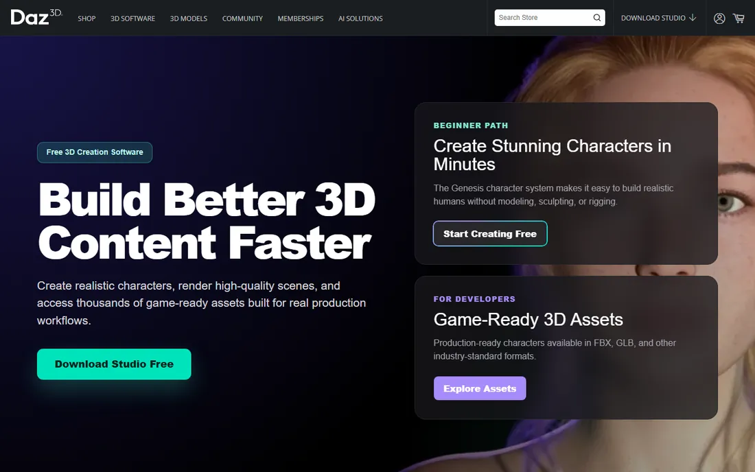 Daz Studio homepage