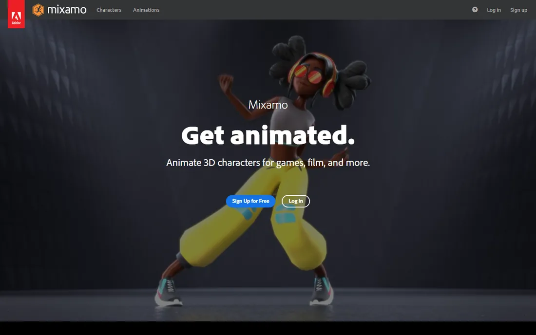 Mixamo homepage