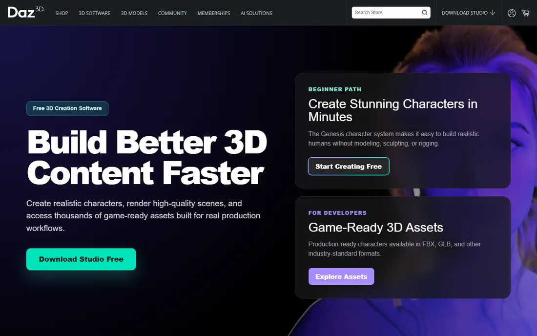 Daz Studio homepage