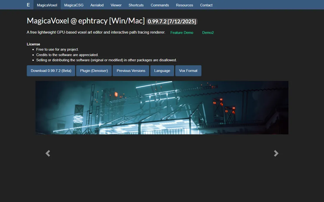 MagicaVoxel homepage