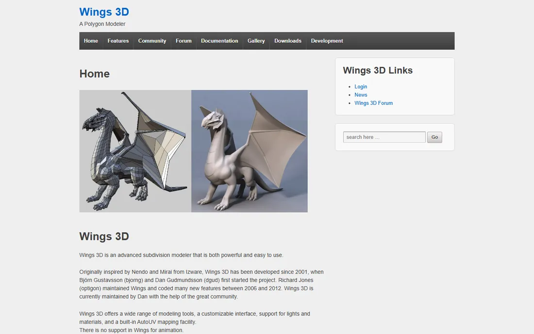 Wings 3D homepage