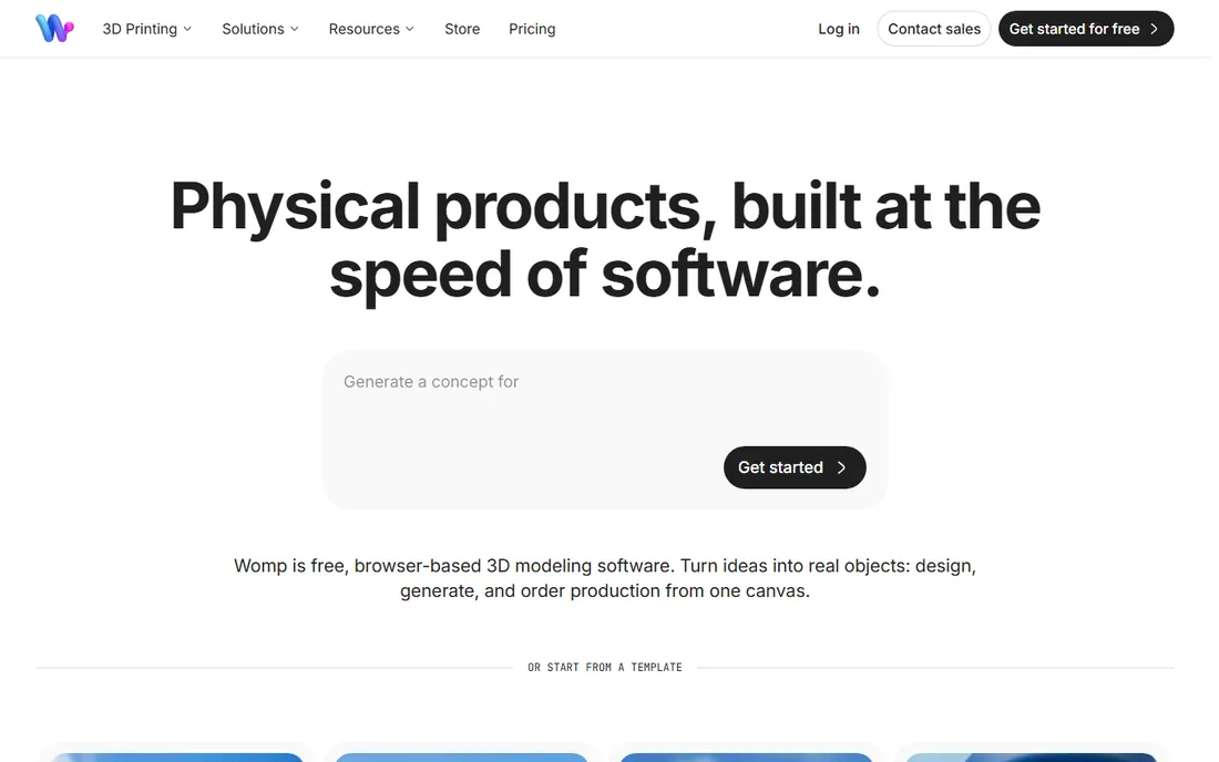Womp 3D homepage