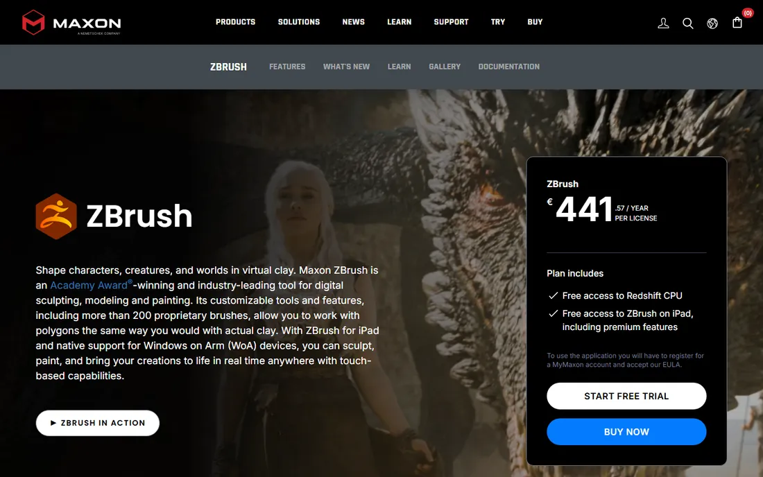 ZBrush for iPad homepage
