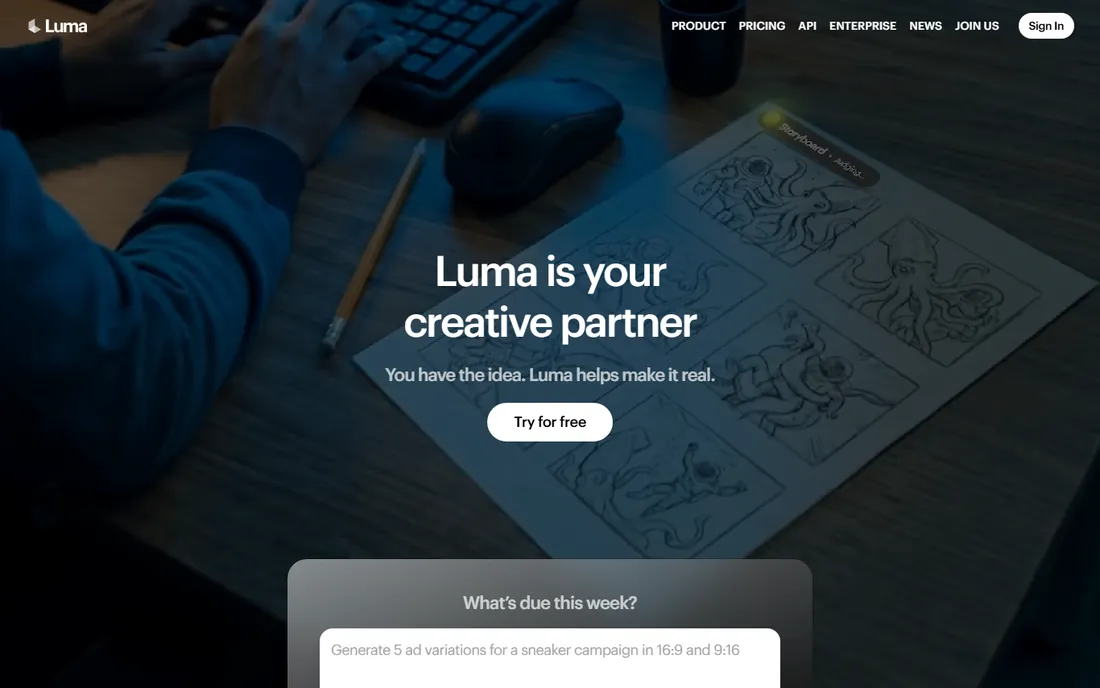 Luma homepage
