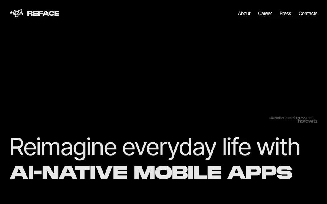 Reface homepage