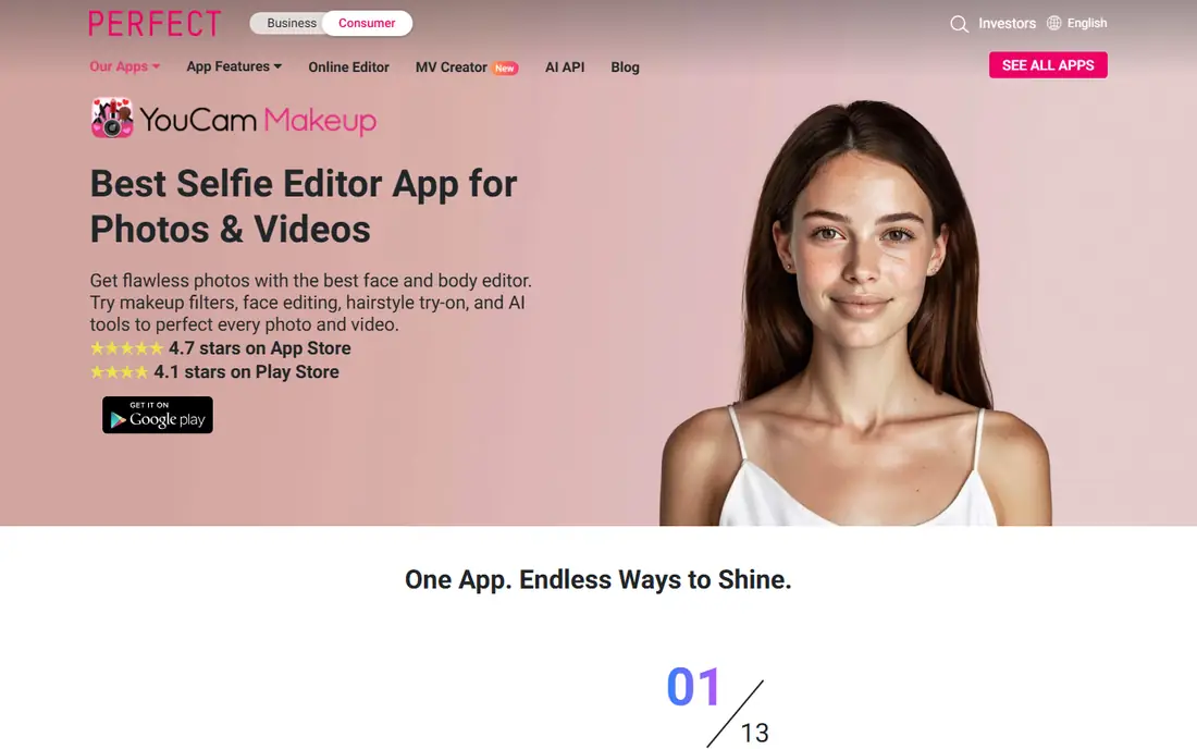 YouCam Makeup homepage