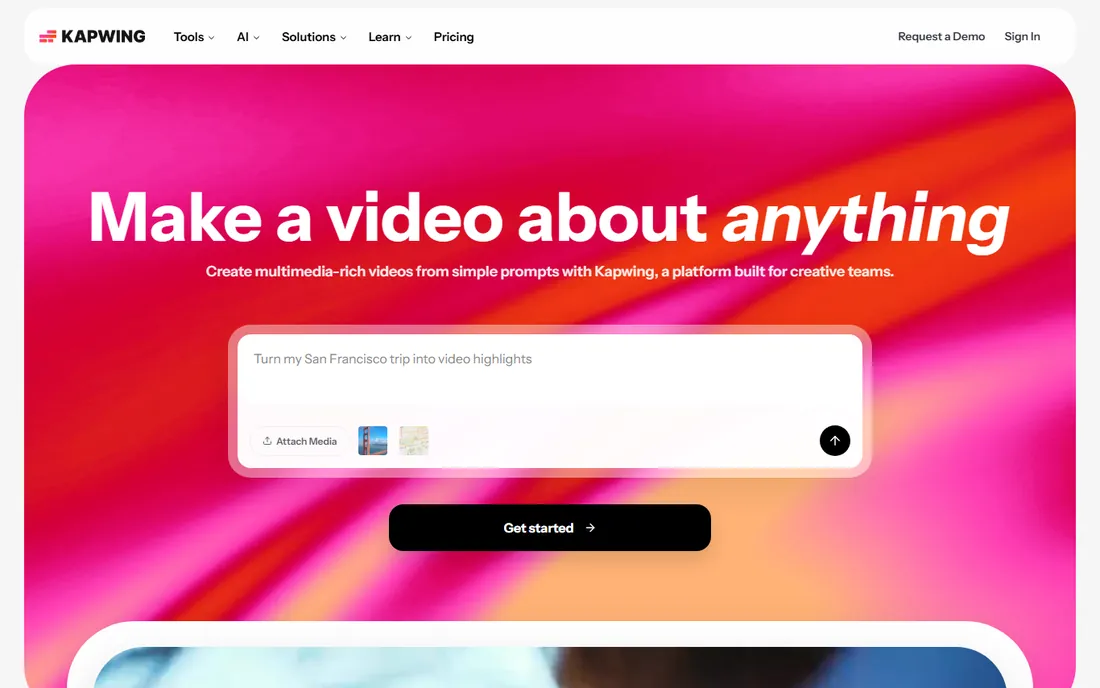 Kapwing homepage