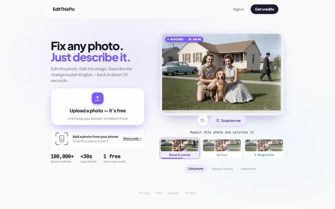 EditThisPic homepage