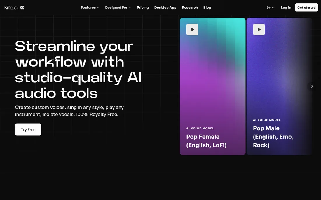 Kits.ai homepage