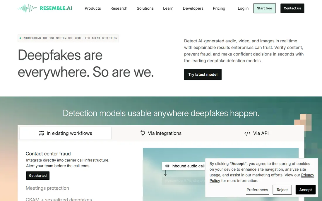 Resemble AI homepage