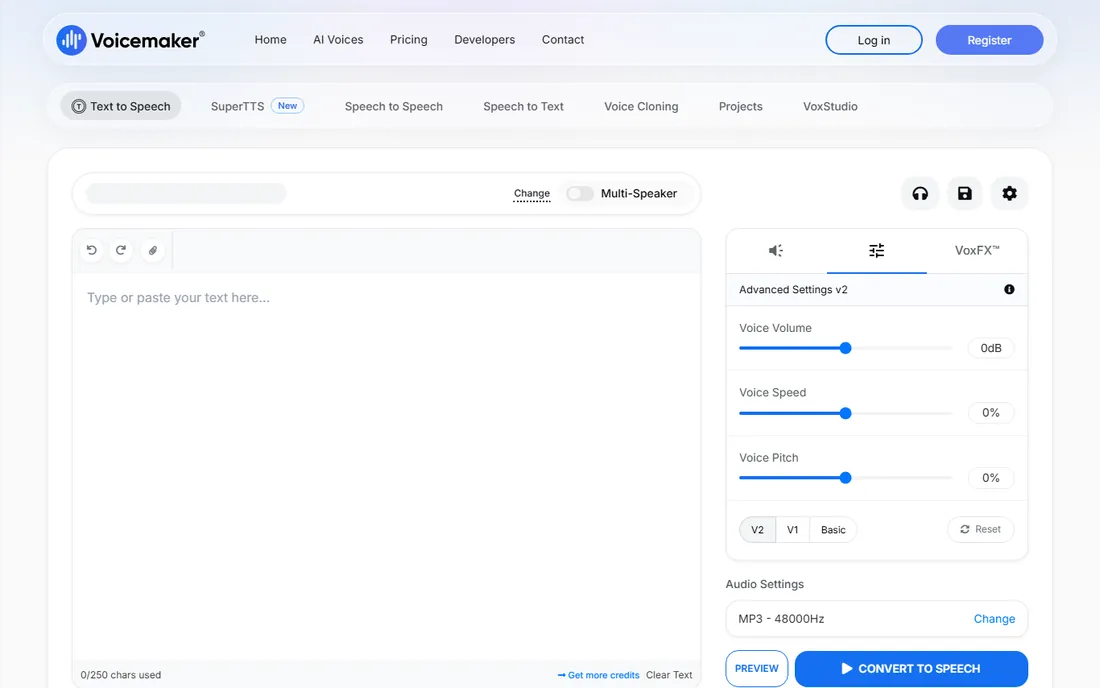 Voicemaker homepage