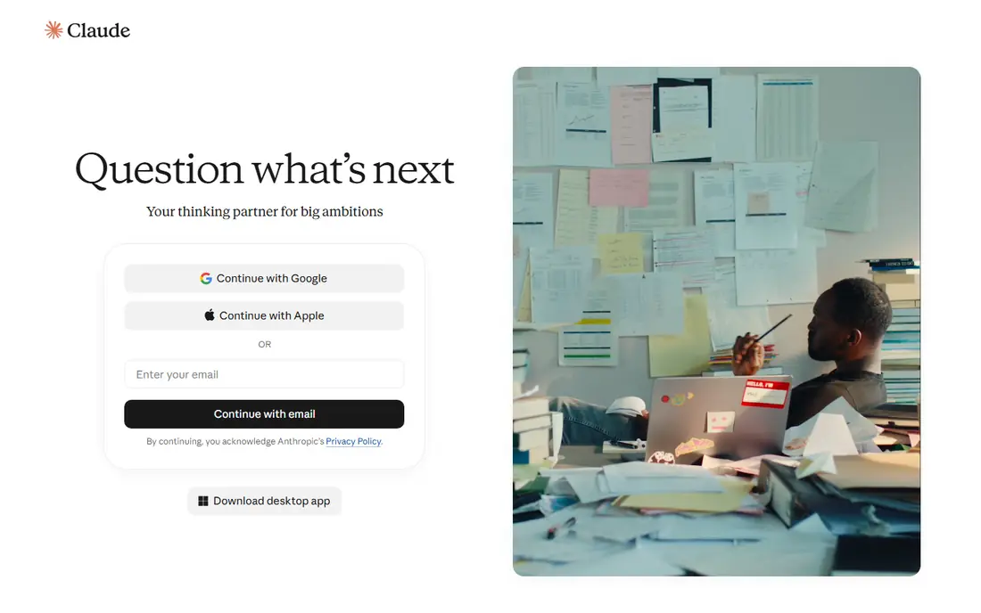 Claude homepage