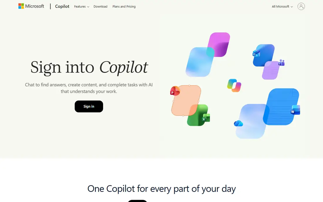 Microsoft Copilot homepage