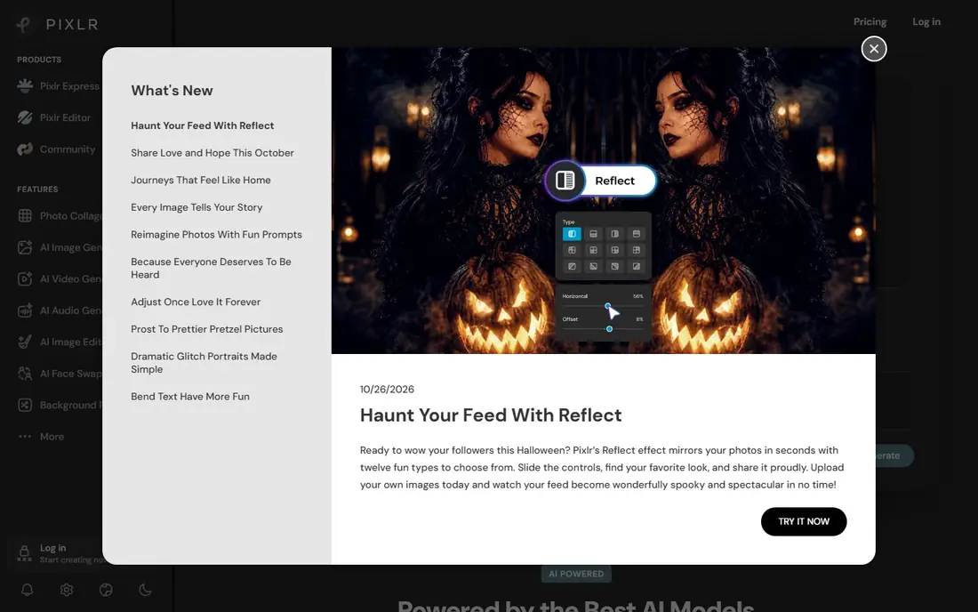 Pixlr homepage