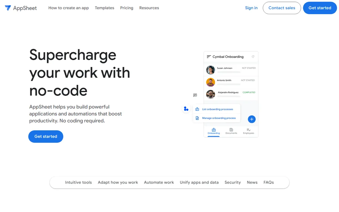 AppSheet homepage