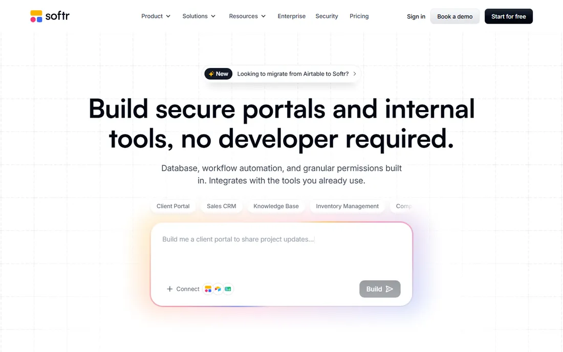 Softr homepage