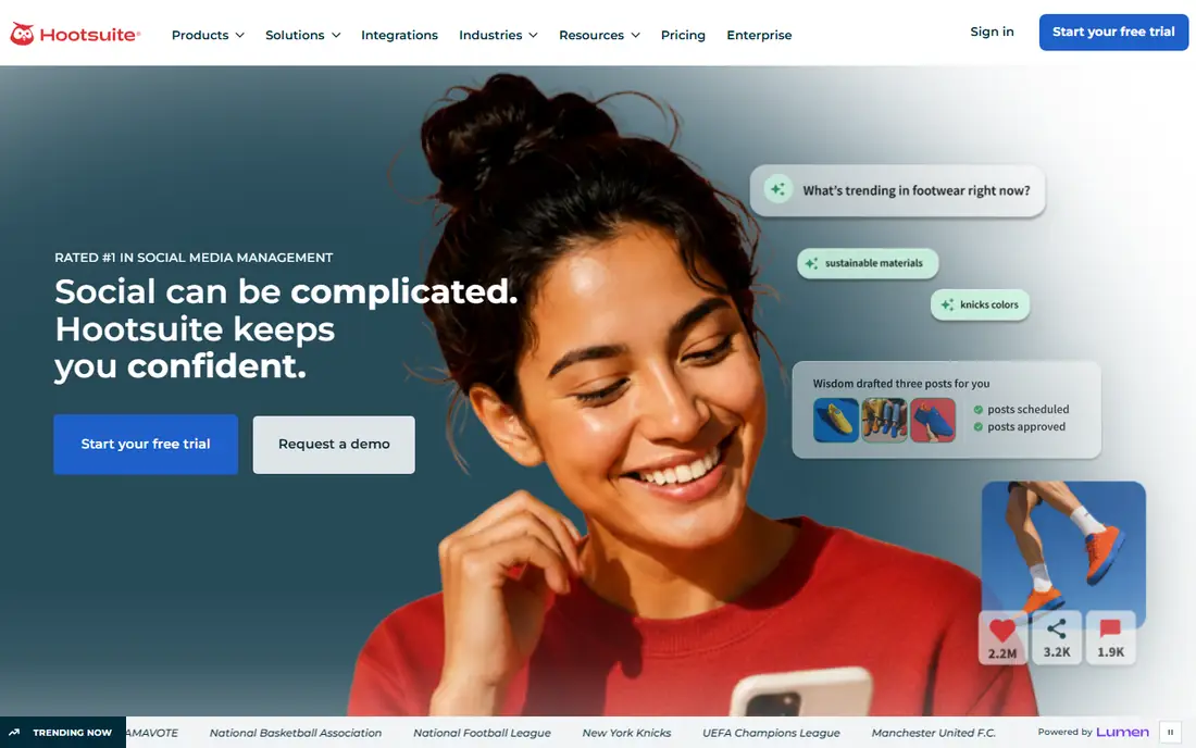 Hootsuite homepage