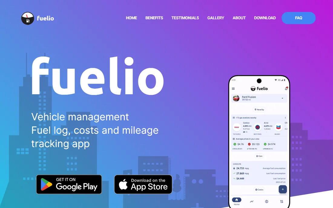 Fuelio homepage