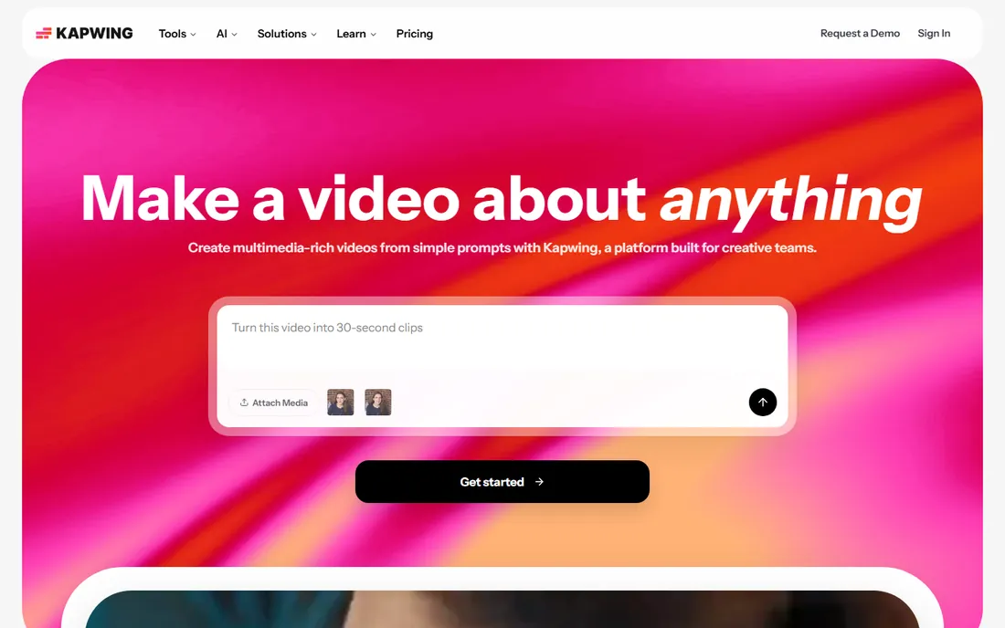 Kapwing homepage