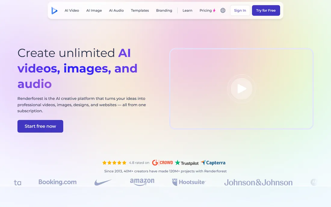 Renderforest homepage