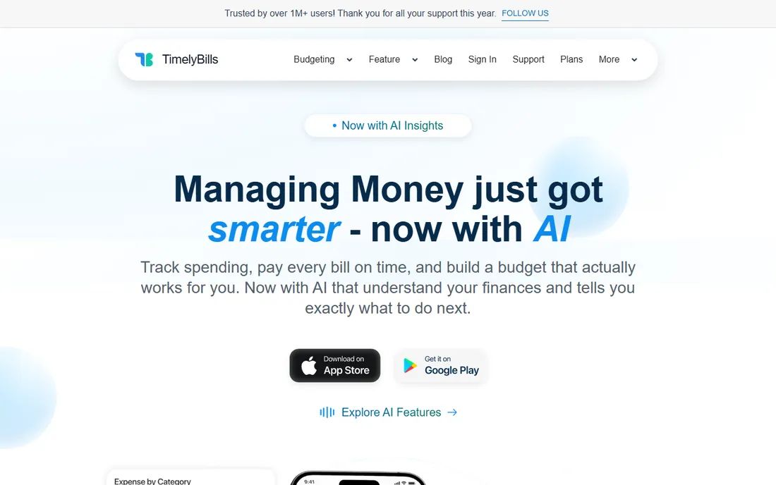 TimelyBills homepage
