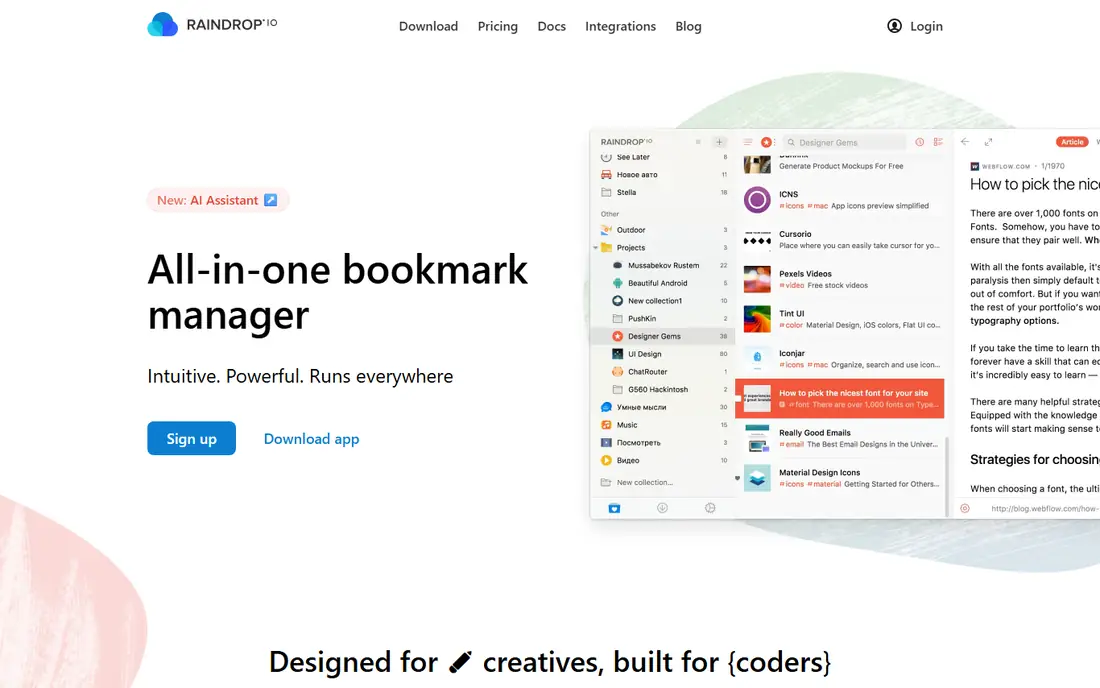 Raindrop.io homepage