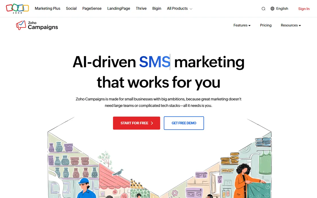 Zoho Campaigns homepage