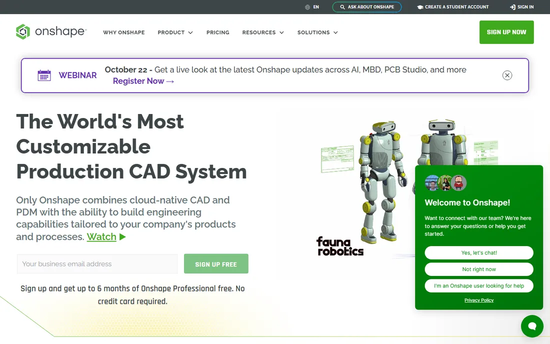 Onshape homepage